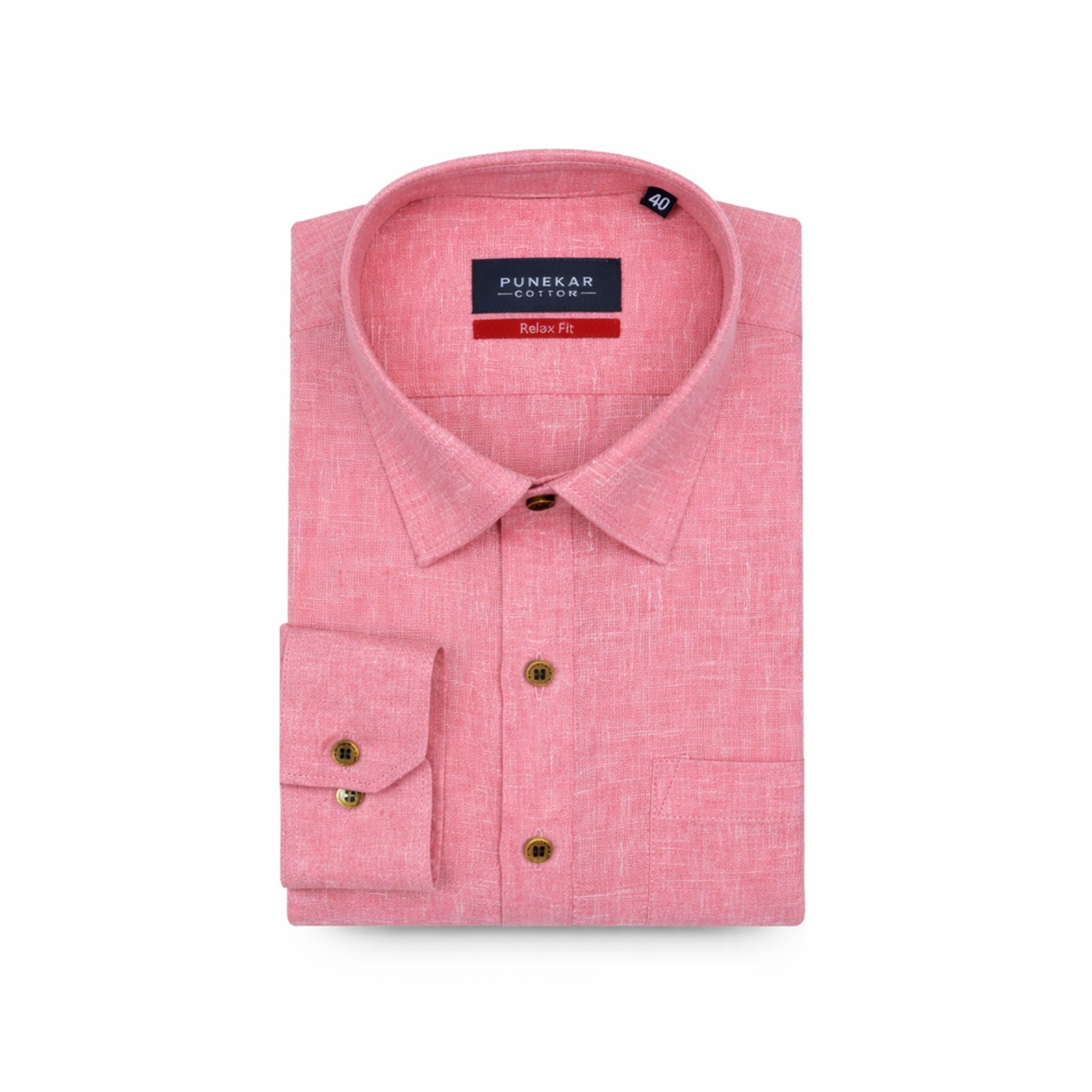 Punekar Cotton Light Pink Color Cotton Linen Formal Shirt for Men&