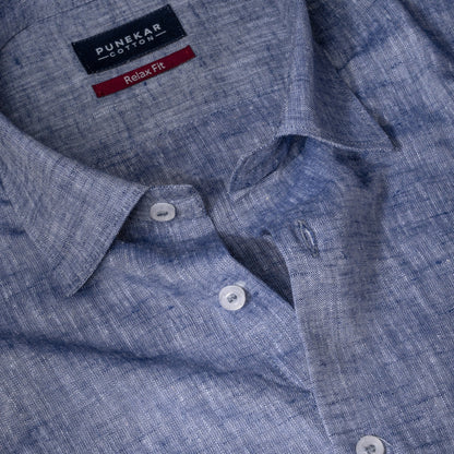 Purple Color Classic Lyocell Linen Feel Shirt For Men - Punekar Cotton