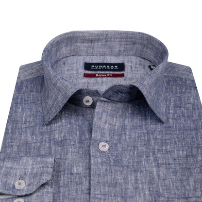 Purple Color Classic Lyocell Linen Feel Shirt For Men - Punekar Cotton