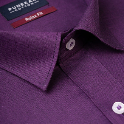 Purple Colour Signature Classic Oxford Shirt For Men - Punekar Cotton