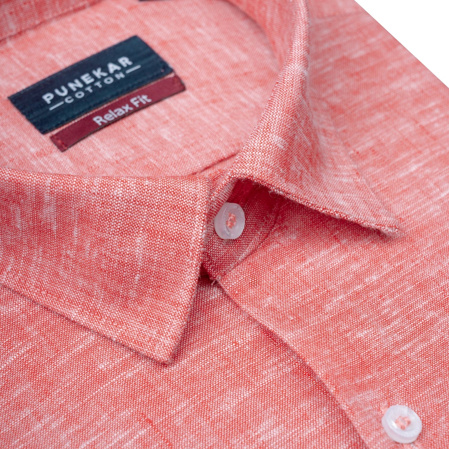 Red Color Classic Lyocell Linen Feel Shirt For Men - Punekar Cotton