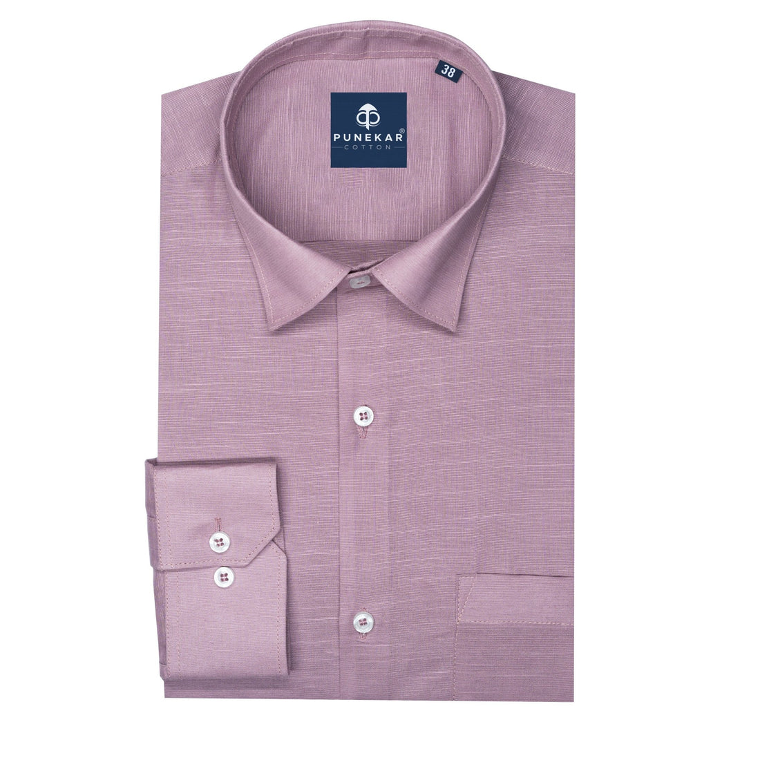 Rosy Brown Color Lining Texture Pure Cotton Shirt For Men - Punekar Cotton