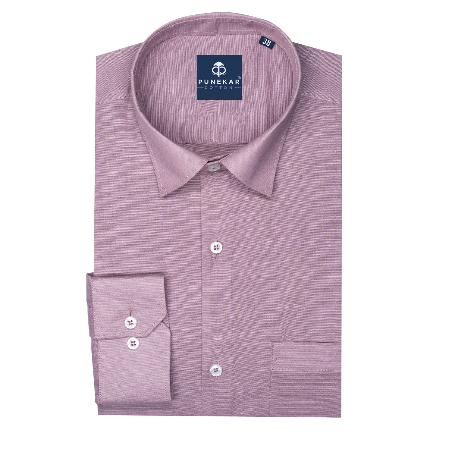 Rosy Brown Color Lining Texture Pure Cotton Shirt For Men - Punekar Cotton