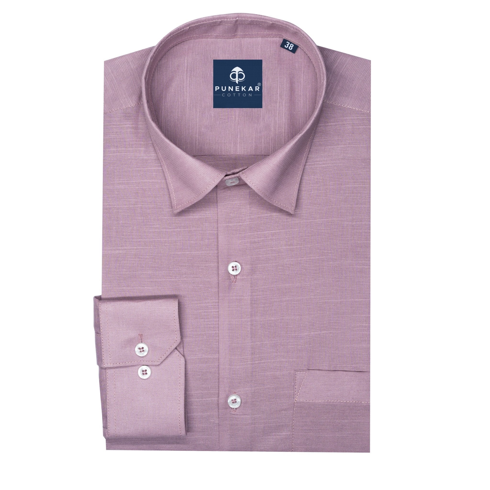 Rosy Brown Color Lining Texture Pure Cotton Shirt For Men - Punekar Cotton