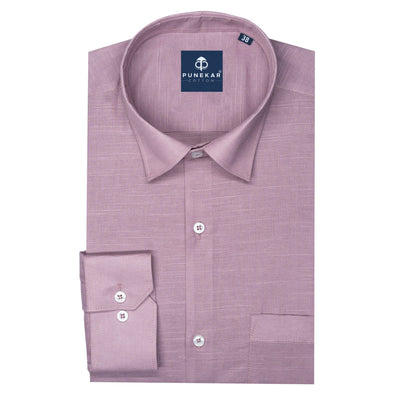 Rosy Brown Color Lining Texture Pure Cotton Shirt For Men - Punekar Cotton