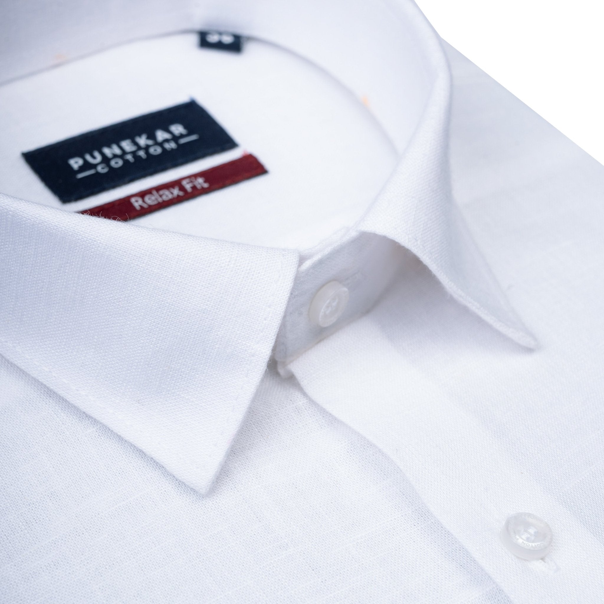White Color Classic Lyocell Linen Feel Shirt For Men - Punekar Cotton
