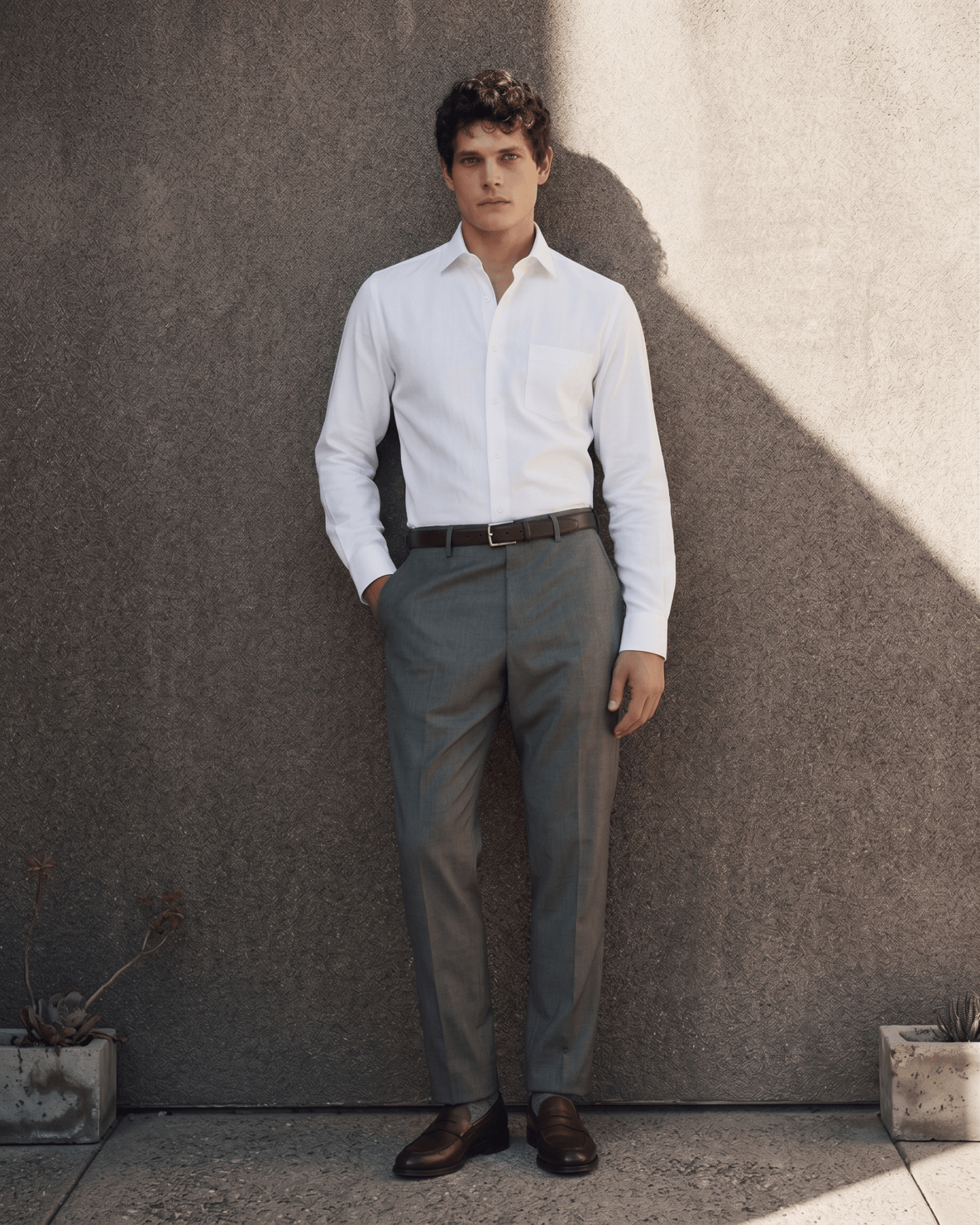 White MattMini Textured Cotton Tencel Shirt For Men - Punekar Cotton