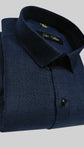 Navy Blue Color Blended Linen Shirt For Men's
