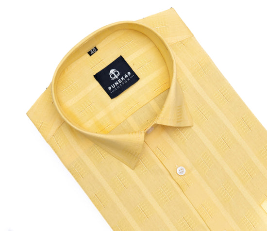 Yellow Color Embroidery Pure Cotton Shirt For Men