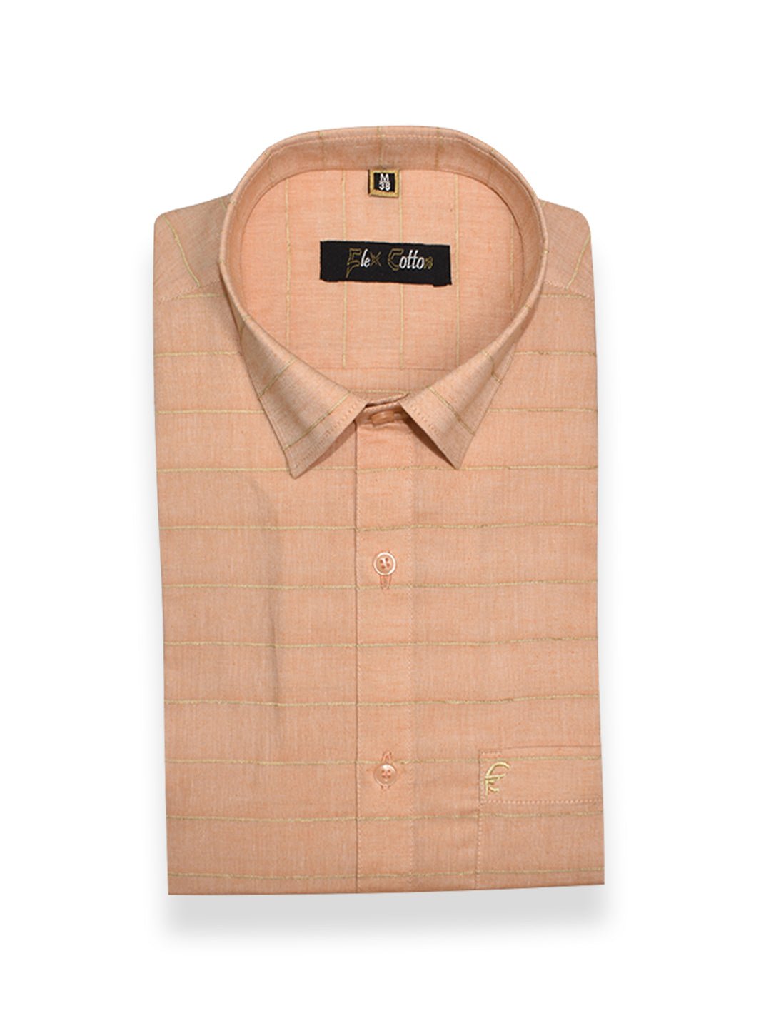 Apricot Orange Color 3D Lining Cotton Shirts For Men's - Punekar Cotton