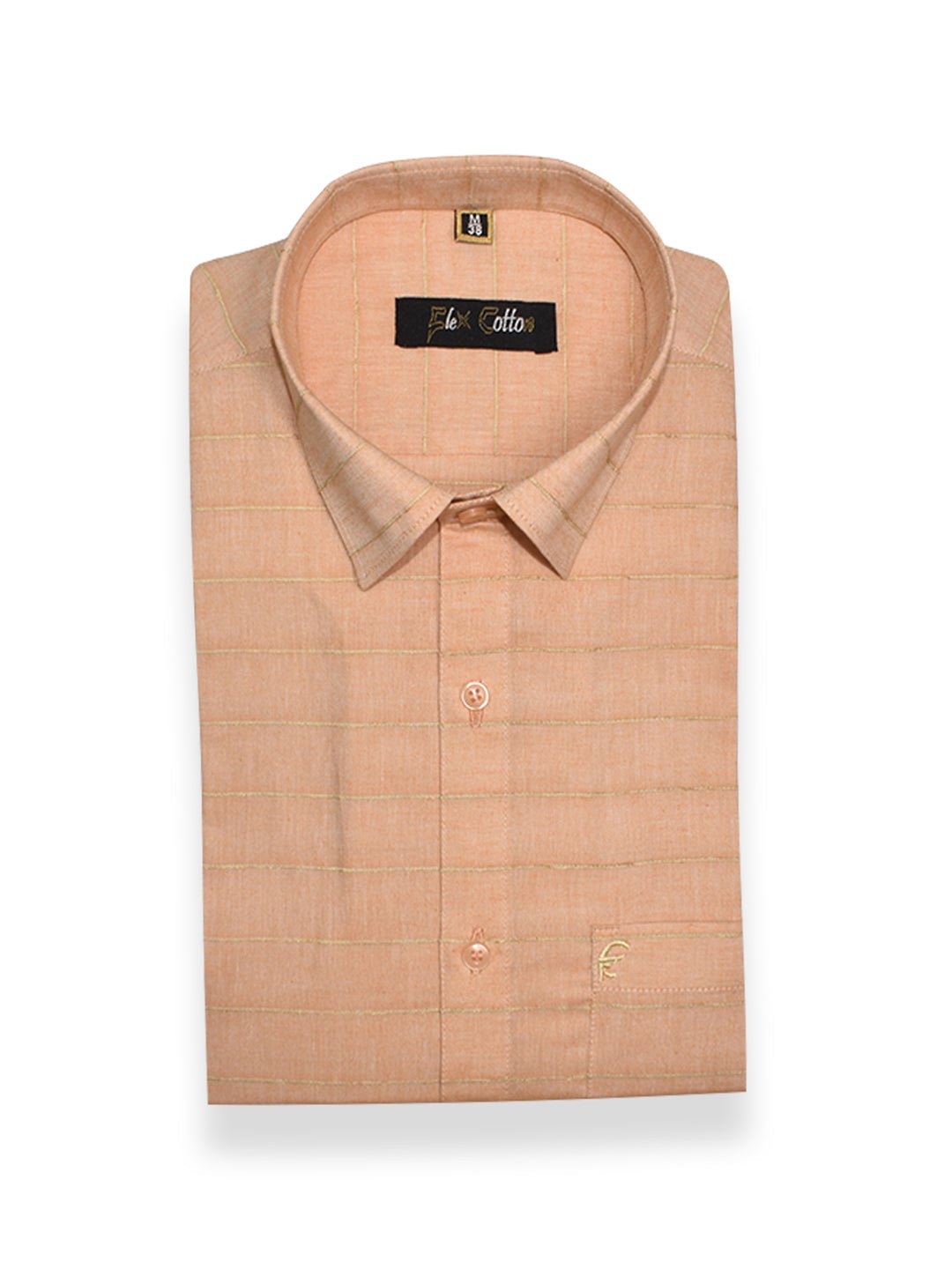 Apricot Orange Color 3D Lining Cotton Shirts For Men&