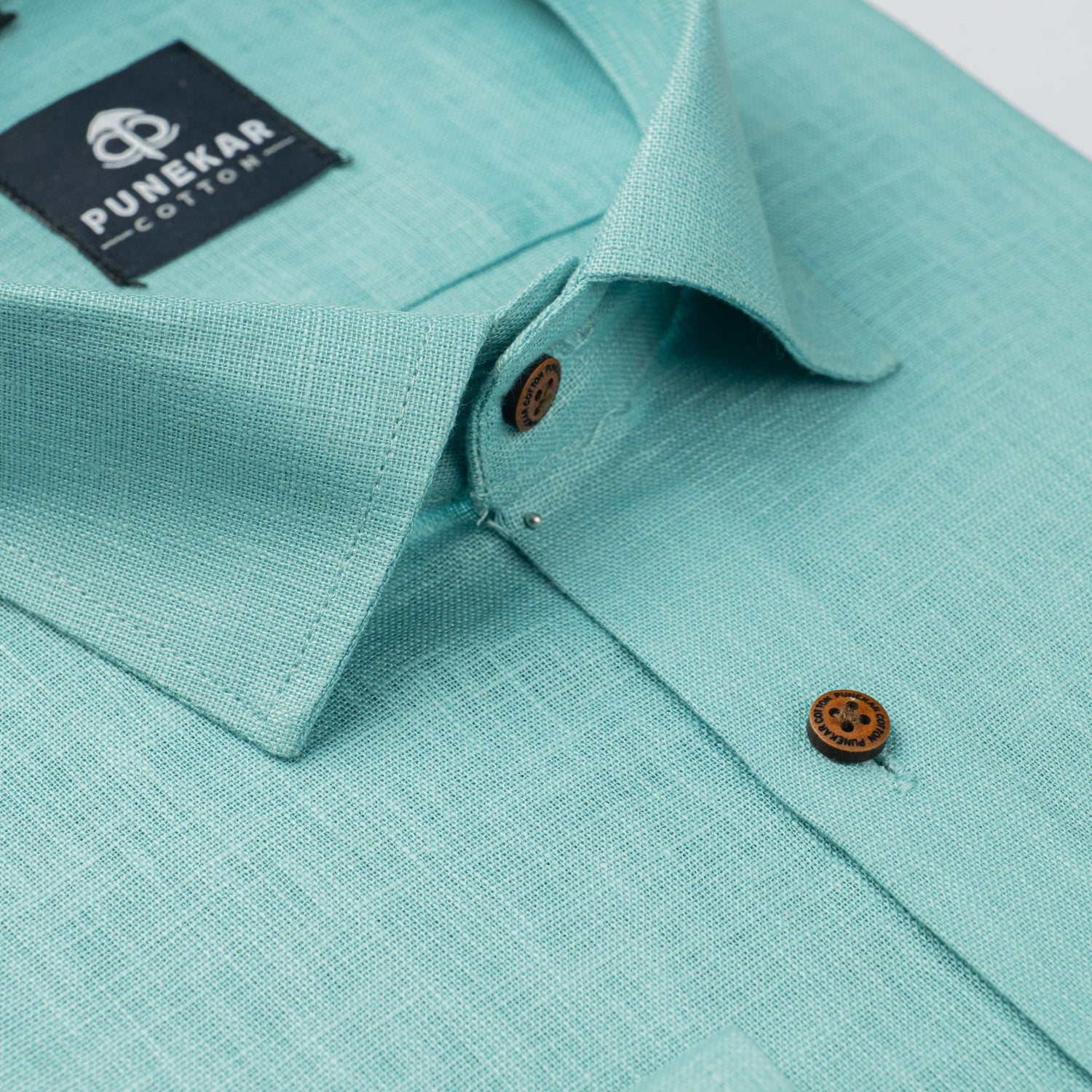 Aqua Green Color Linen Formal Shirts For Men – Punekar Cotton
