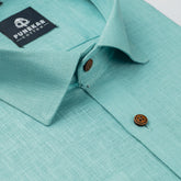 Aqua Green Color Linen Formal Shirts For Men - Punekar Cotton