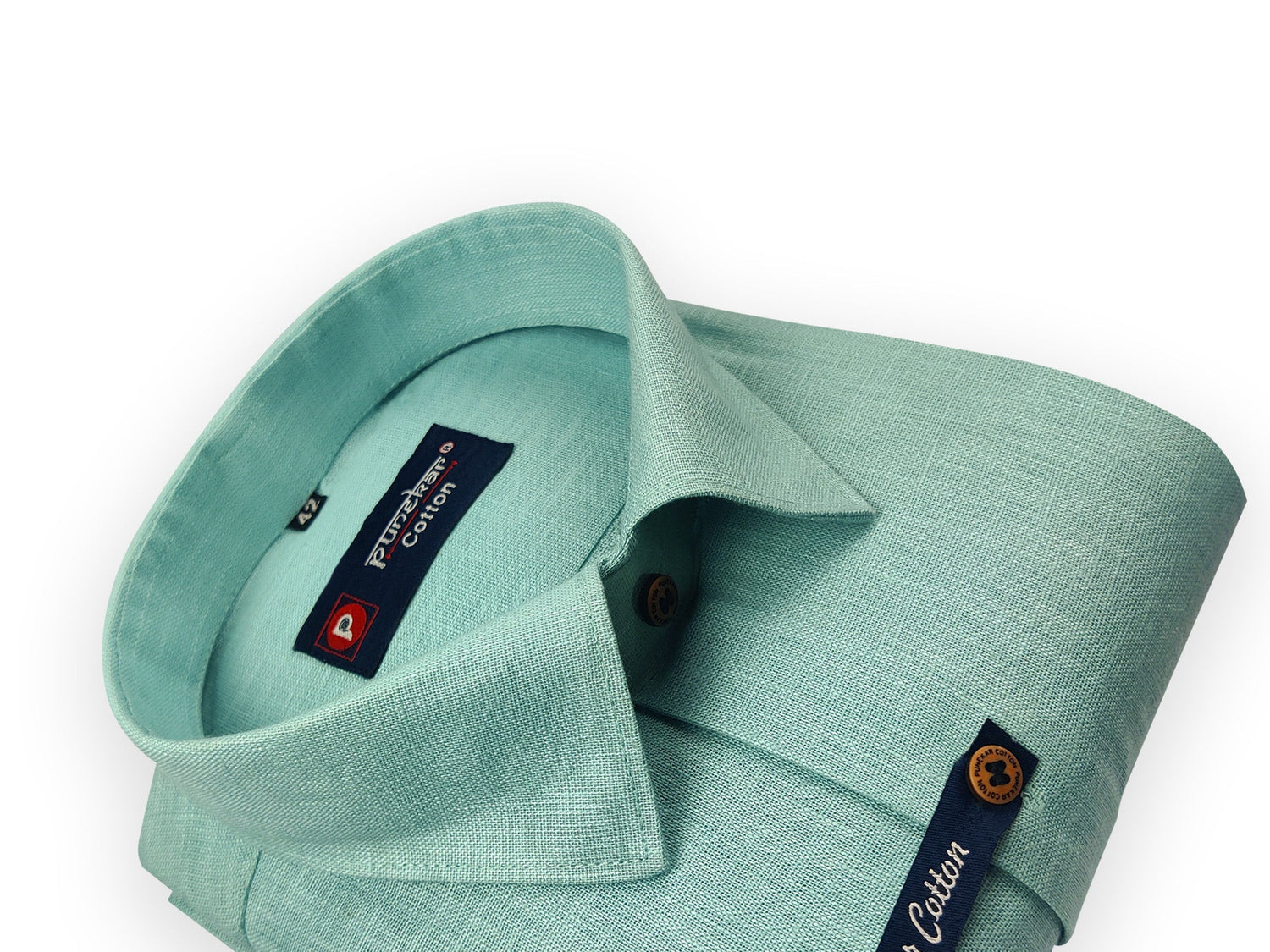 Aqua Green Color Linenza Linen Formal Shirts For Men - Punekar Cotton