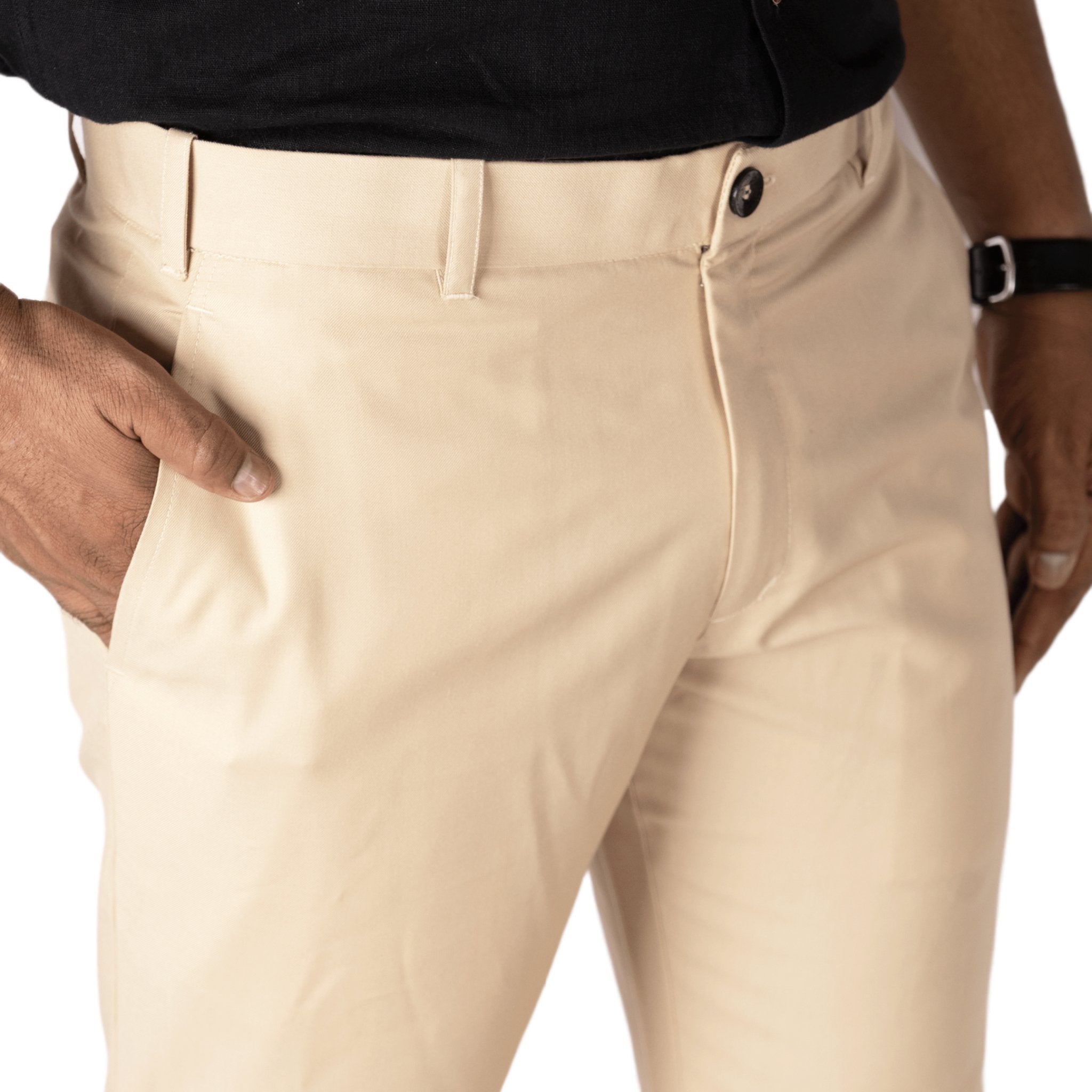 Beige color blend cotton pant for men - Punekar Cotton