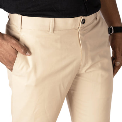 Beige color blend cotton pant for men - Punekar Cotton