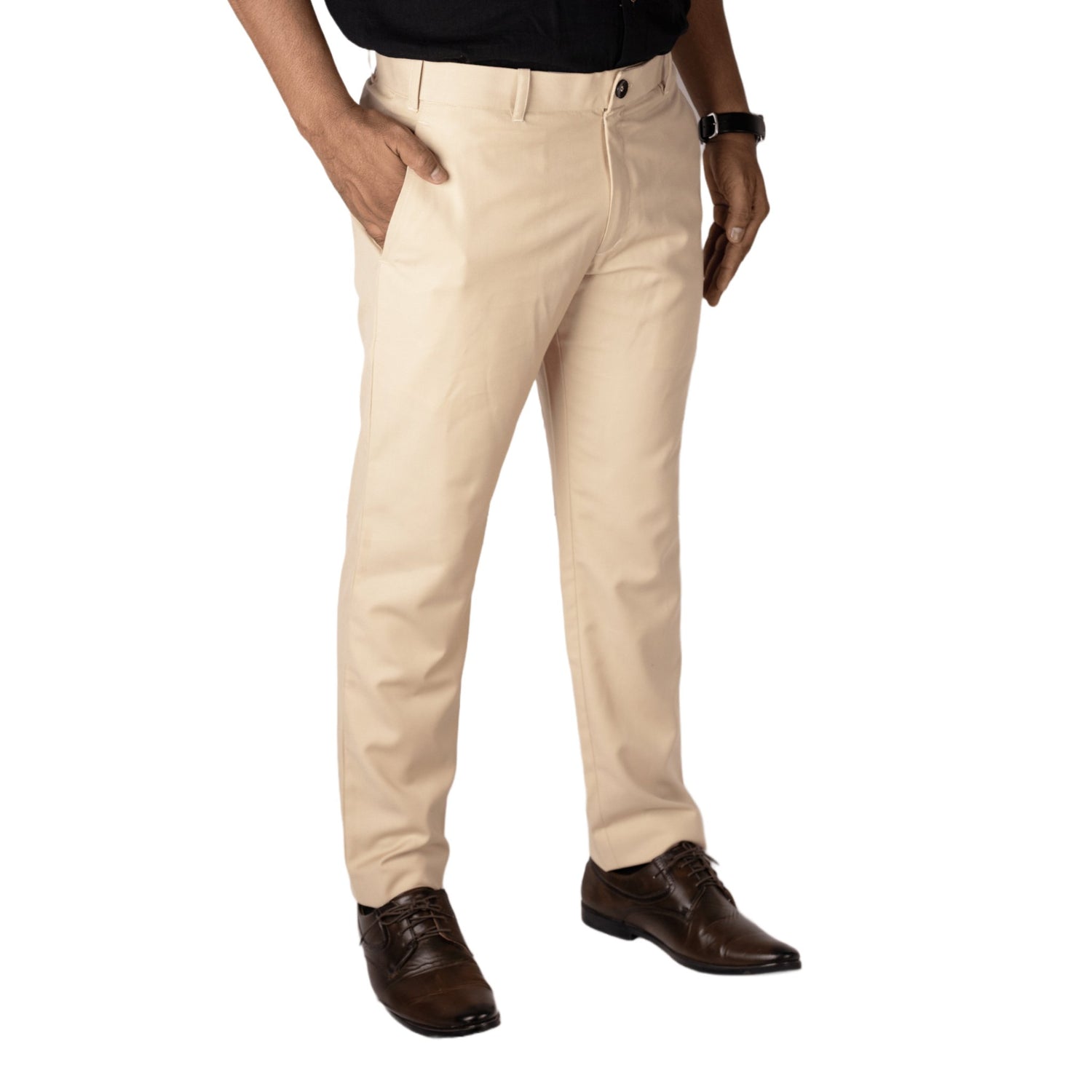 Beige color blend cotton pant for men - Punekar Cotton