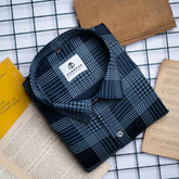 Black Color Check Lexus Printed Shirts For Men's - Punekar Cotton