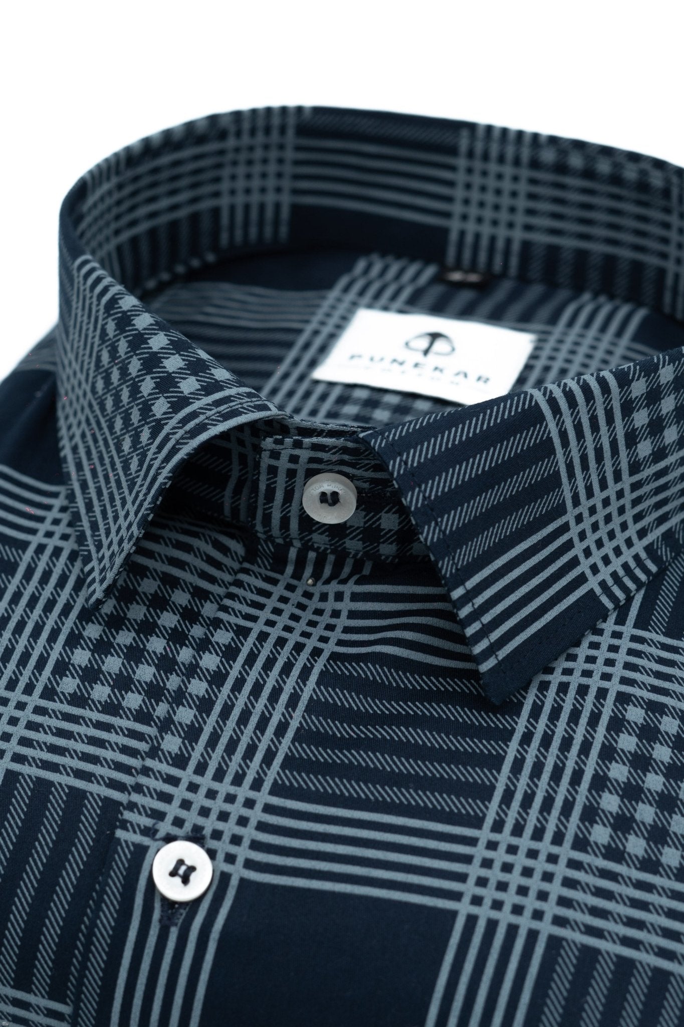 Black Color Check Lexus Printed Shirts For Men's - Punekar Cotton