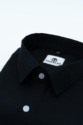 Black Color Dobby Cotton Shirt For Men - Punekar Cotton