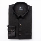 Black Color Linen Formal Shirts For Men - Punekar Cotton