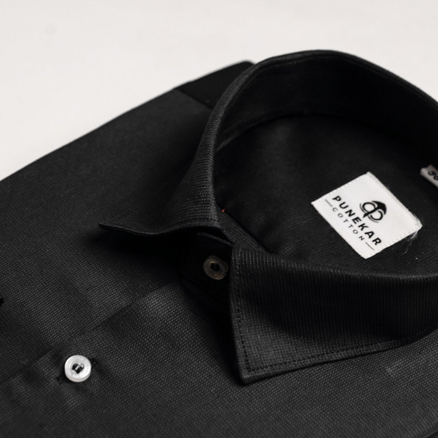 Black Color Micro Checks Texture Satin Cotton Shirt For Men - Punekar Cotton
