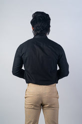 Black Color Solid Pure Cotton For Men - Punekar Cotton