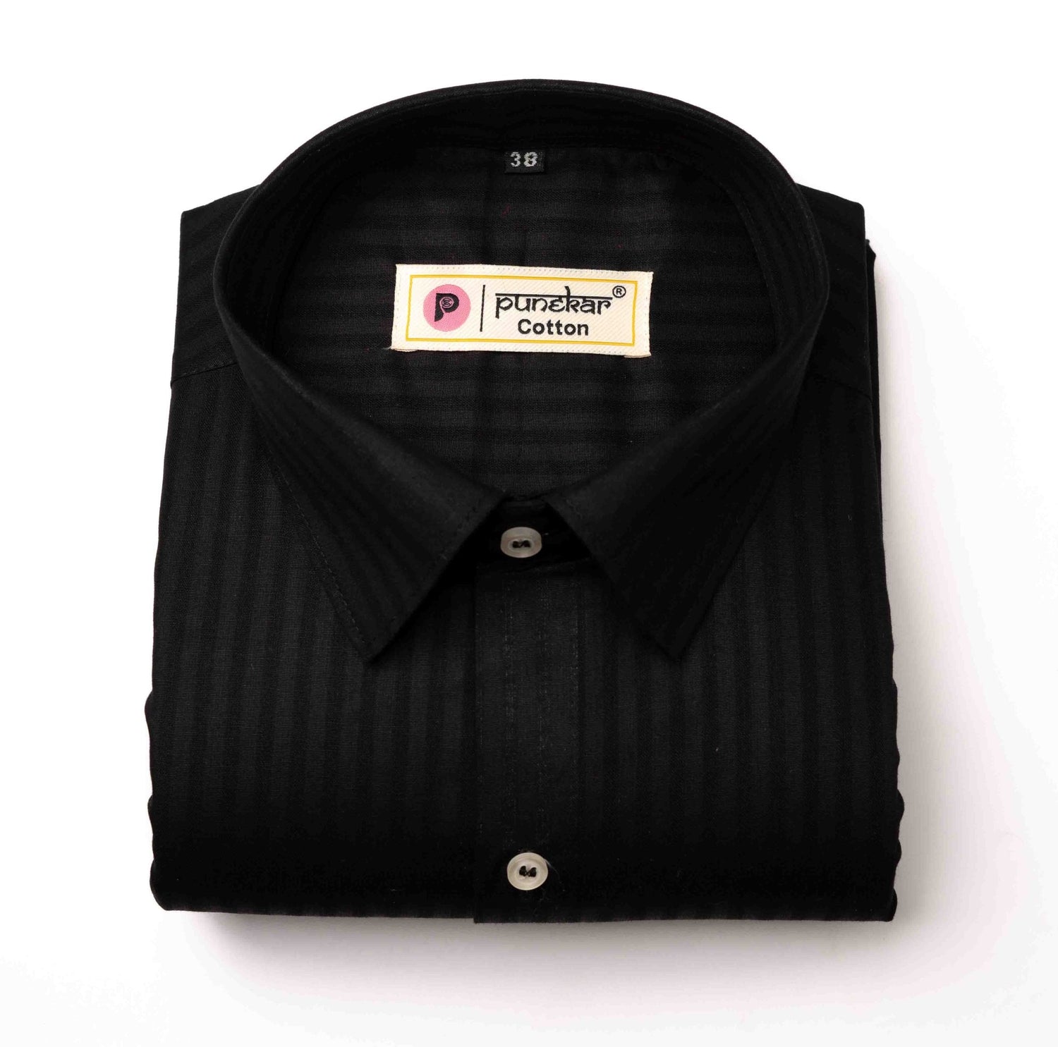 Black Color vertical Cotton stripe Shirt For Men - Punekar Cotton