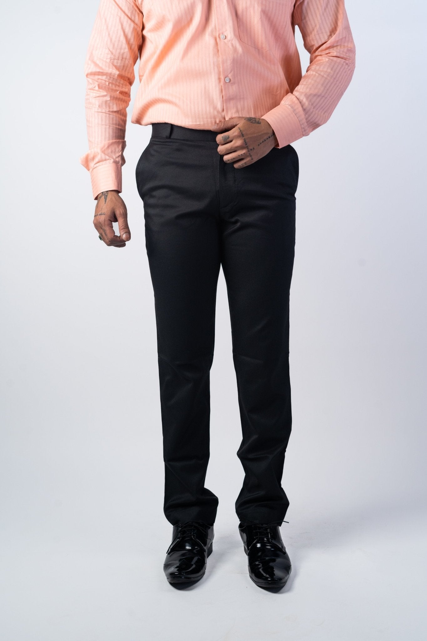 Black Color Wicking Texture Blend Cotton Pant for Men - Punekar Cotton