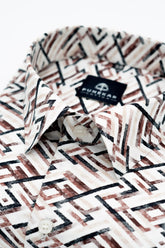 Black Maroon Color Arrow Printed Shirt For Men - Punekar Cotton