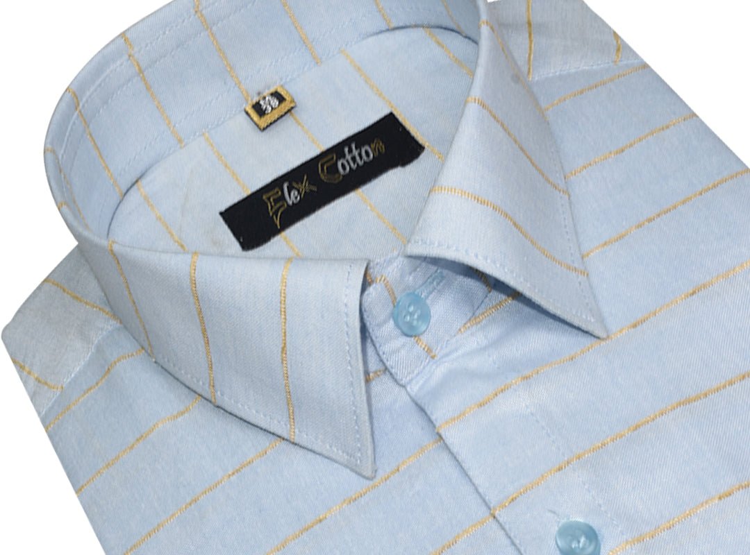 Blue Color 3D Lining Cotton Shirts For Men&