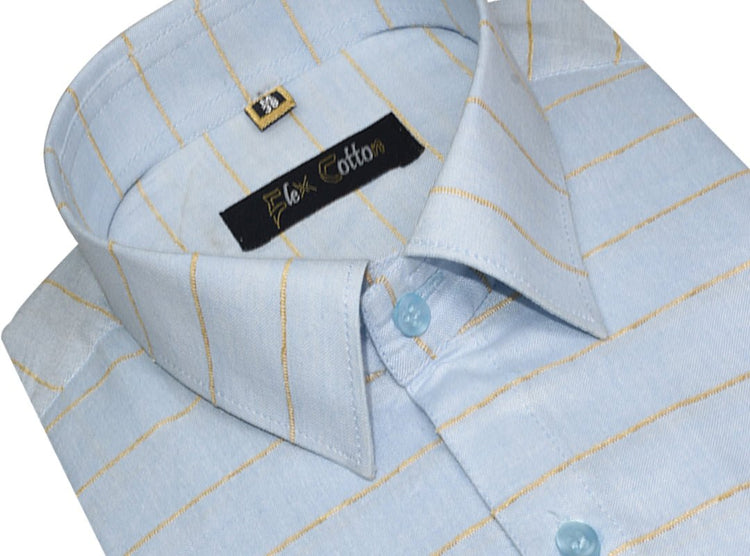 Blue Color 3D Lining Cotton Shirts For Men's - Punekar Cotton