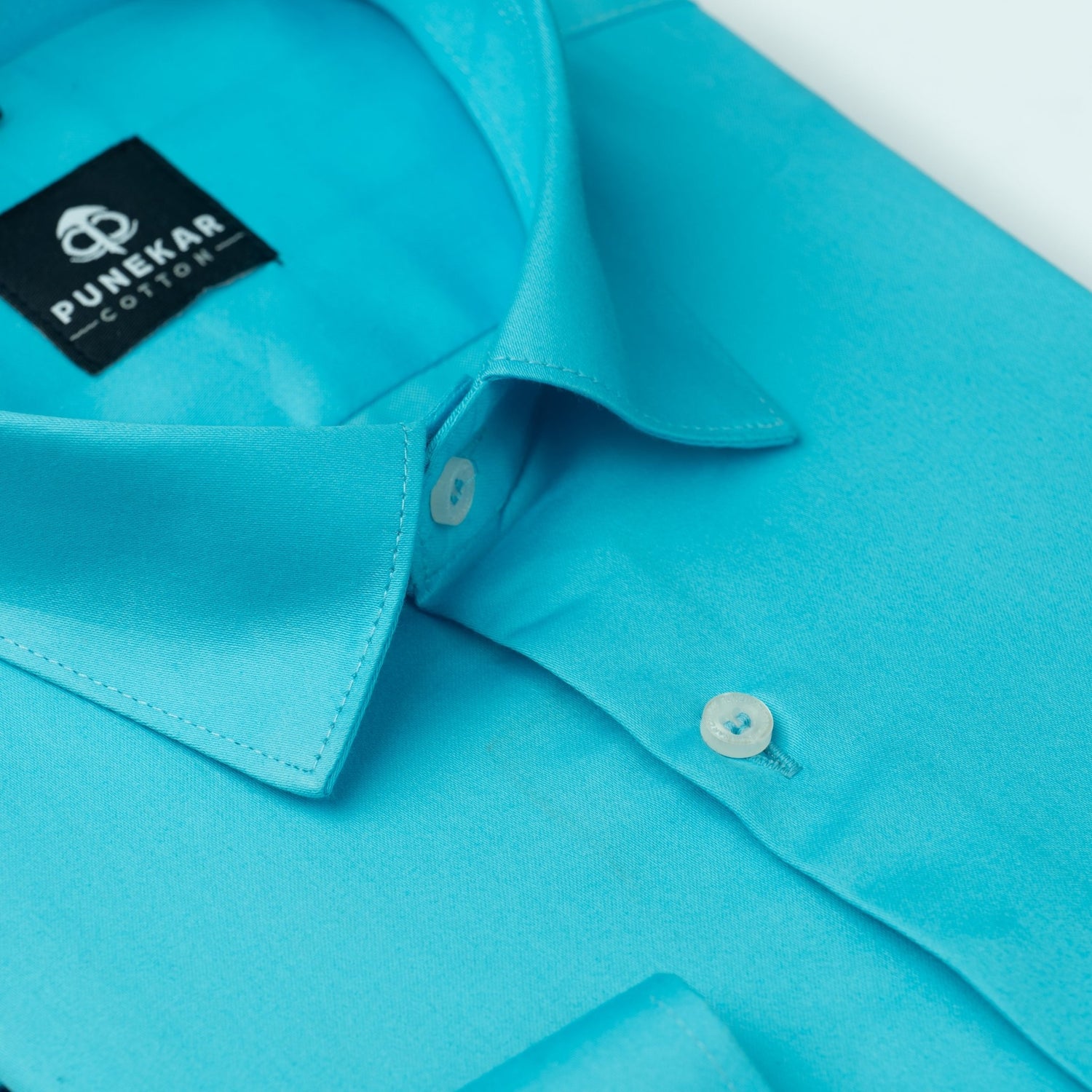 Blue Color Cotton Satin Shirt For Men - Punekar Cotton