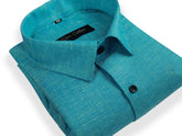 Blue Color Dual Tone Matty Cotton Shirt For Men's - Punekar Cotton