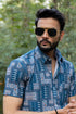 Blue Color Popcorn Moroccan Printed Shirt For Men - Punekar Cotton