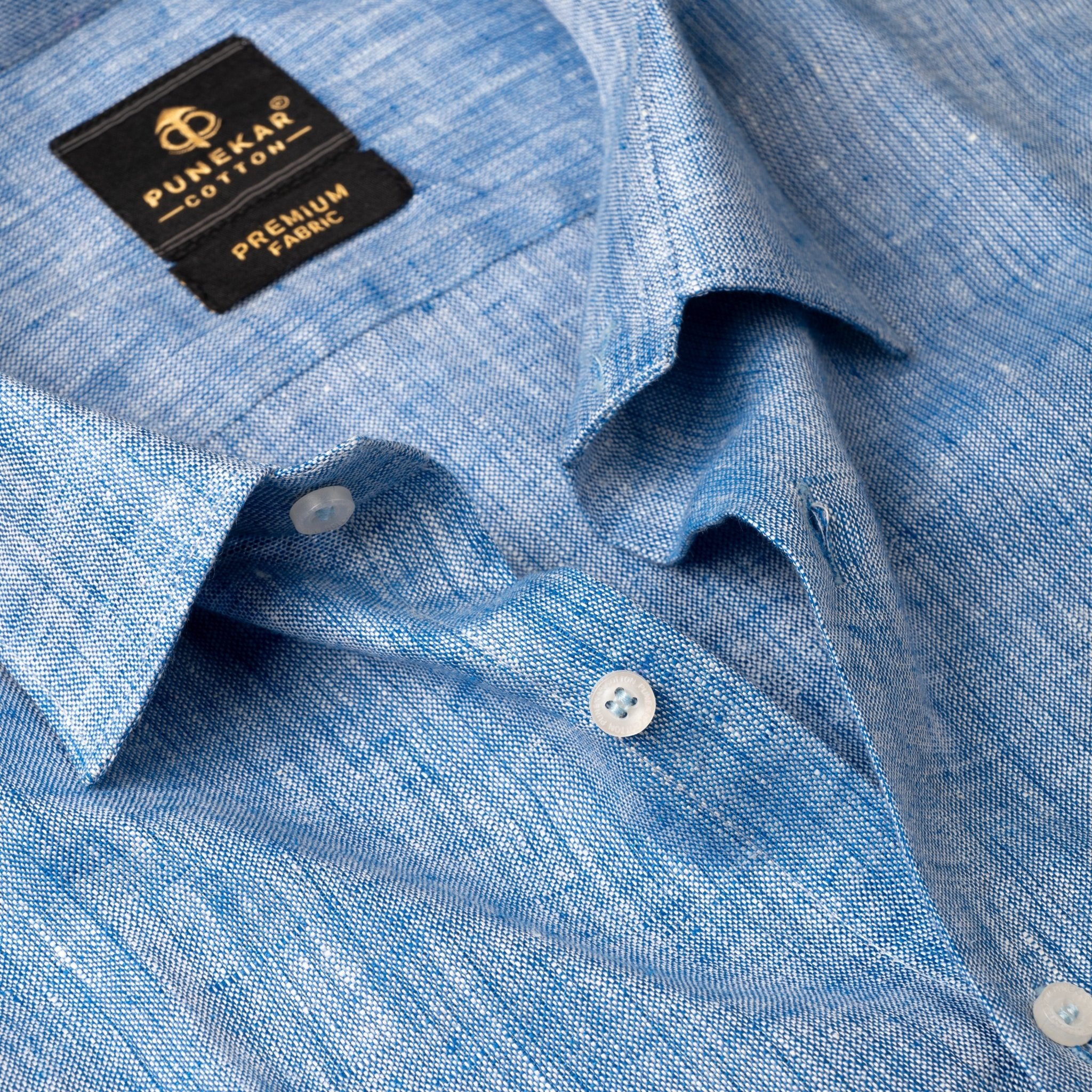 Blue Color Prime Linen Shirt For Men - Punekar Cotton