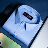 Blue Grey Color Satin Cotton Shirt For Men - Punekar Cotton