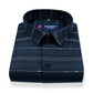 Navy Blue Color Pure Cotton Panelled Butta Stripes Shirts For Men's
