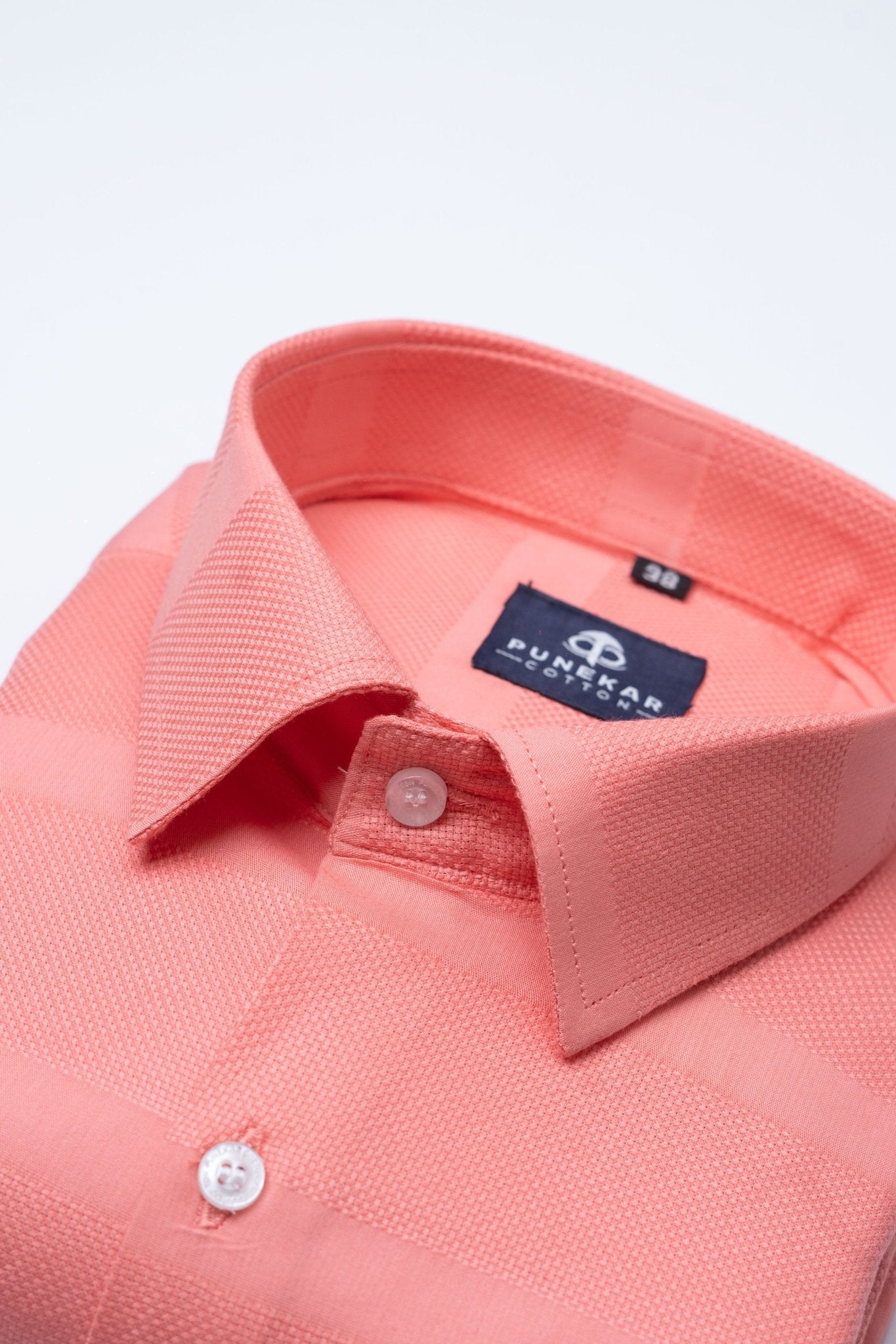Brick Pink Color Pure Cotton Wide Stripe Shirt For Men - Punekar Cotton