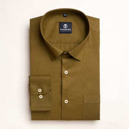 Brown Color Solid Pure Cotton For Men - Punekar Cotton