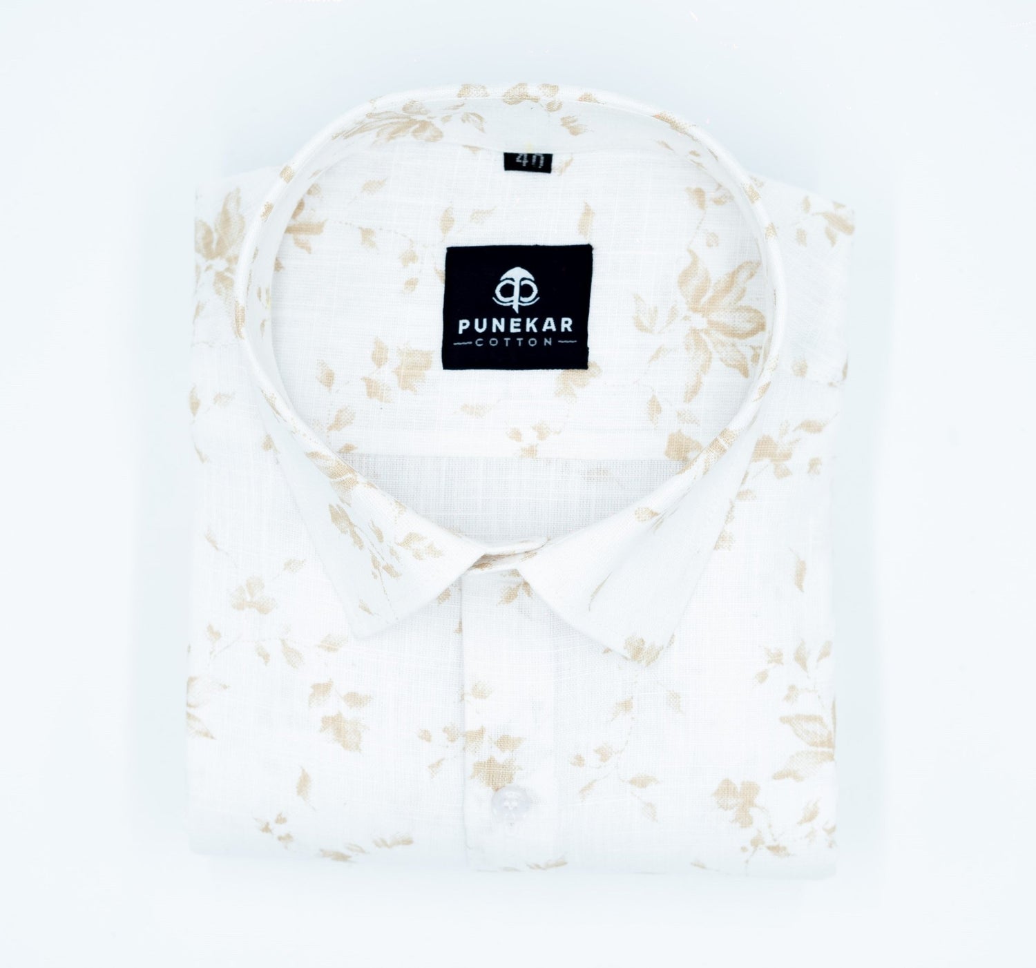 Brown White Color Floral Printed Shirt For Men - Punekar Cotton