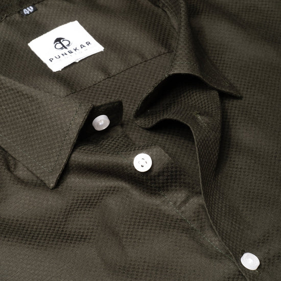 Carbon Color Dobby Cotton Shirt For Men - Punekar Cotton