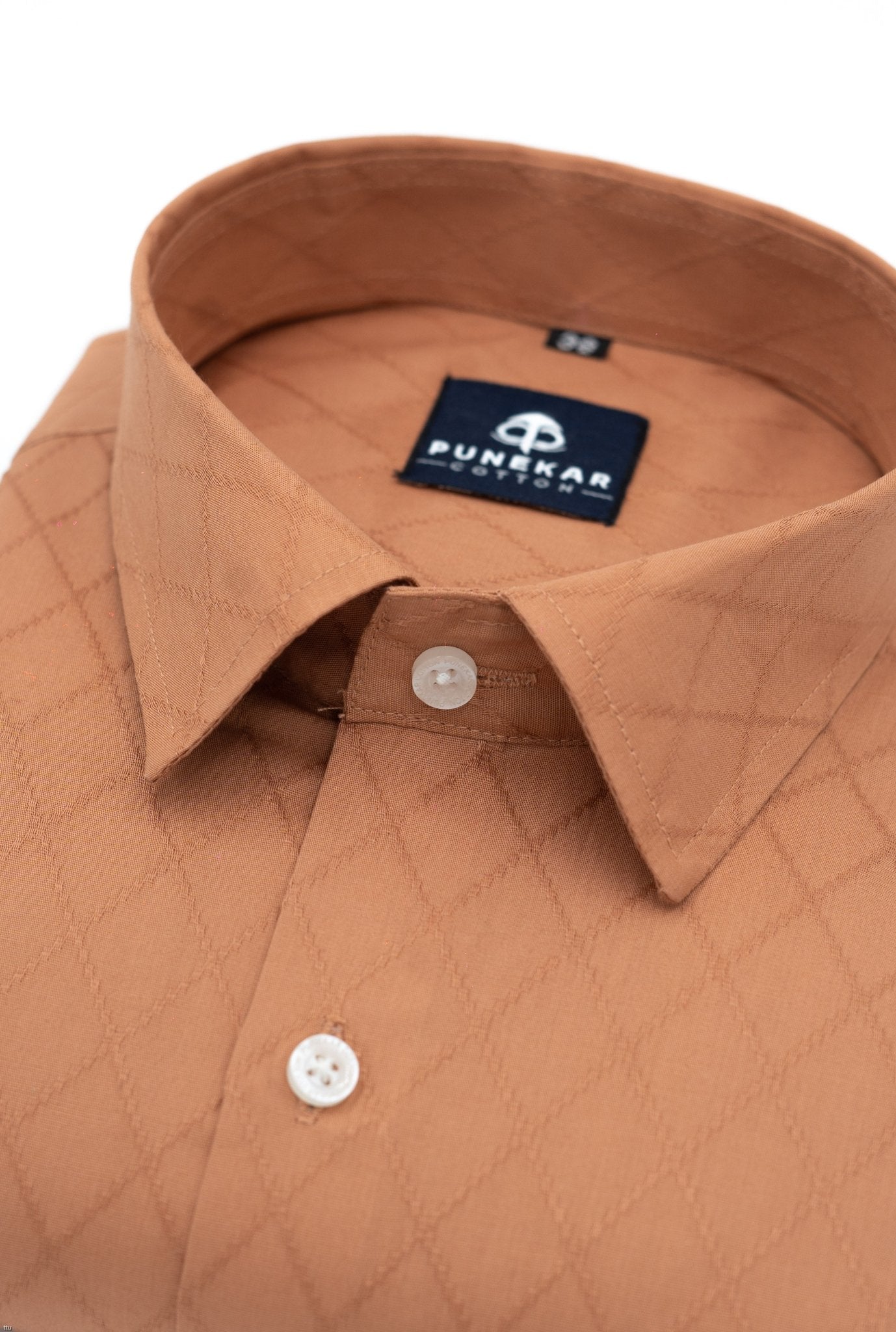 Copper Color Embroidery Cotton Shirt For Men - Punekar Cotton