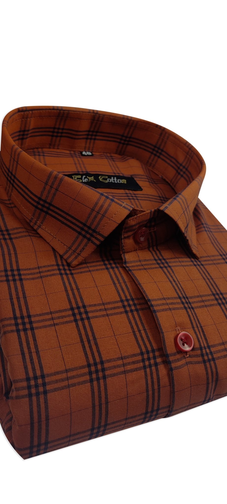 Copper-Green Color Poly Cotton Casual Checked Shirt For Men - Punekar Cotton