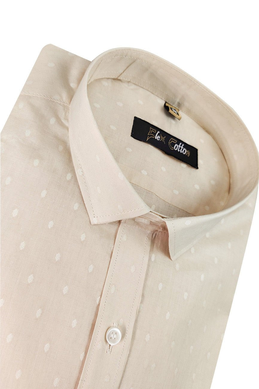 Cream Color Paper Cotton Ready starch Shirt For Men - Punekar Cotton