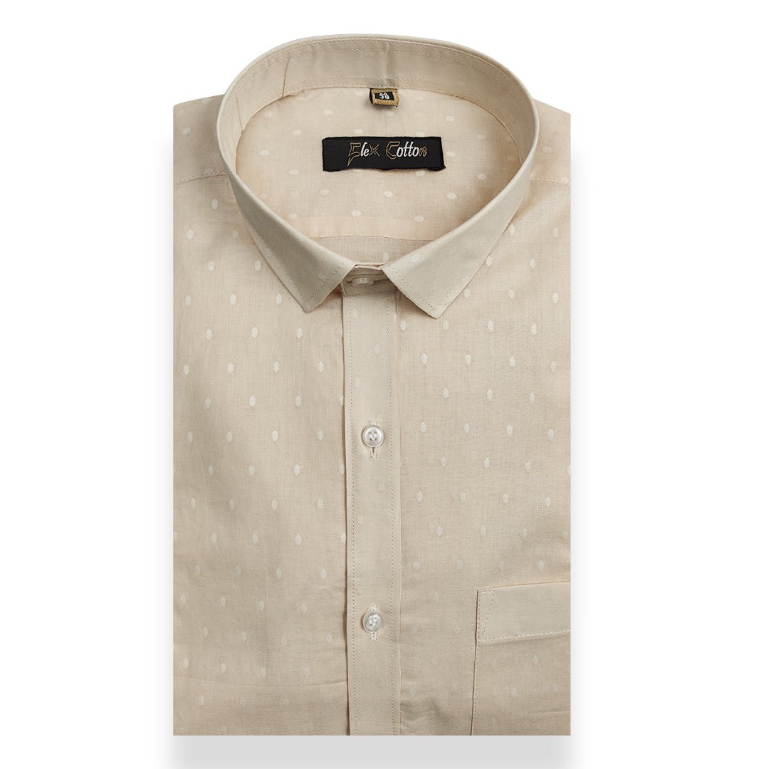 Cream Color Paper Cotton Ready starch Shirt For Men - Punekar Cotton