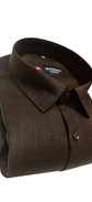 Dark Brown Color Blended Linen Shirt For Men's - Punekar Cotton