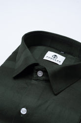 Dark Mehndi Color Pure Cotton Wide Stripe Shirt For Men - Punekar Cotton