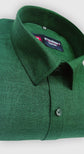 Forest Green Color Blended Linen Shirt For Men's - Punekar Cotton