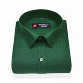 Forest Green Color Blended Linen Shirt For Men's - Punekar Cotton